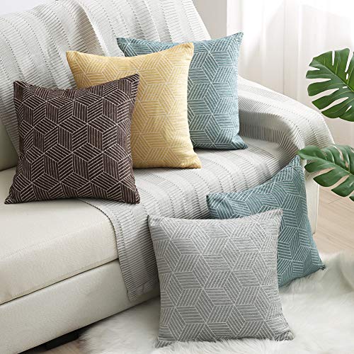 Decorative Throw Pillow Covers Cushion Covers 20 X 20 For Couch Bedroom Car Throw Pillow Cases Protectors 100% Cotton Pack Of 2 Square Home Decor Design Set Cushion Case(Gray, 20 X 20 Inches) #TOP5