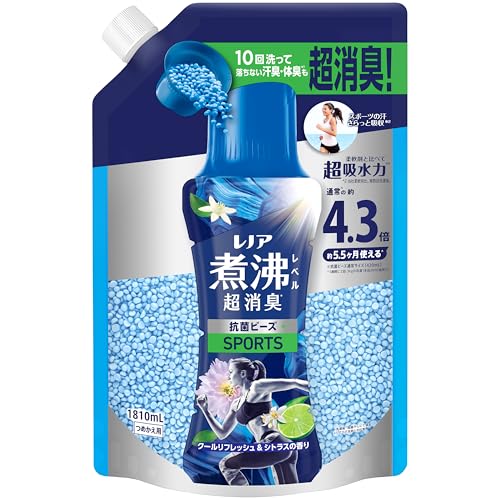 【新品】レノア　煮沸レベル消臭抗菌ビーズリフレッシュフローラル1180mL 4つ Amazon | レノア 煮沸レベル超消臭 抗菌ビーズ SPORTS クール