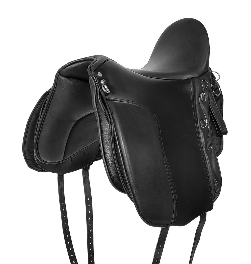 Selle Dressage Cuir Noir - Arbre Interchangeable/réglable - Long Flap - Neuf - Myhorse