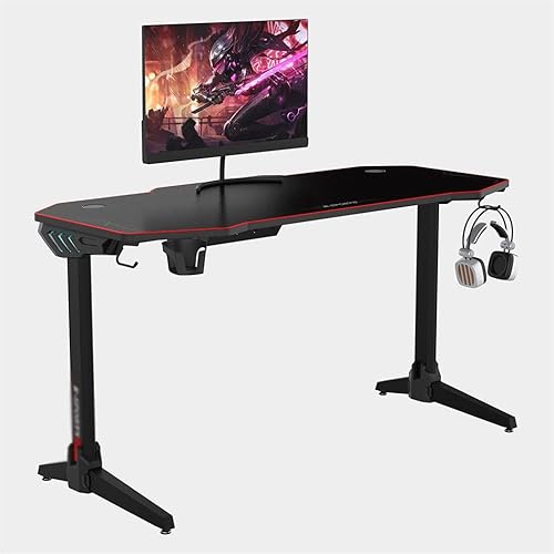 JIAMEI - Escritorio ergonómico para computadora portátil de 55 pulgadas para juegos mesa de computadora estación de trabajo para PC con alfombrilla