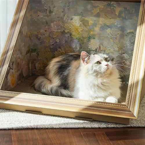 Rascador para gatos con diseño de marco de fotos óleo miniatura 2