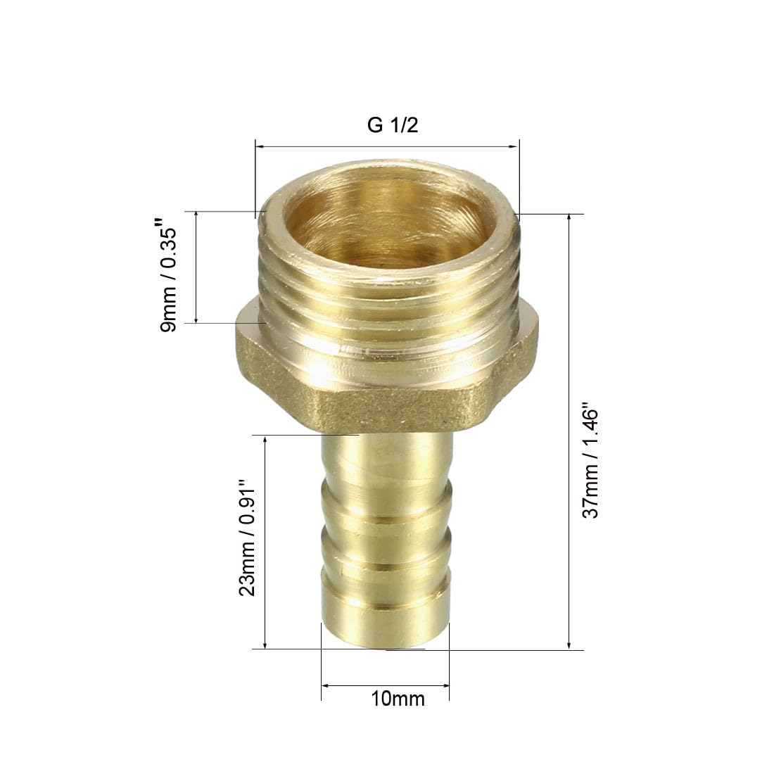 sourcing map Mosiężne szybkozłączki przyłącze adapter 10 mm z zaczepem x wtyczka 1/2 PT