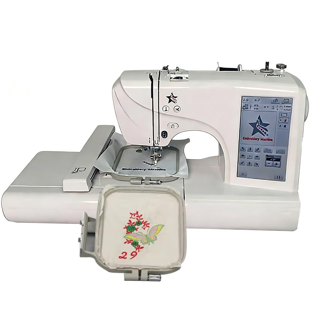 Bordadora Digital Computarizada 7'' Pantalla LCD Táctil + Puerto USB | 114 Patrones Cualquier Combinación,4"X4"/4"X9.2" Área | Herramientas DIY para Costura Y Bordado Creativo