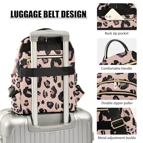 Image of senya Pink Black Leopard Women Backpack Purse Travel Daypack Shoulder Bag