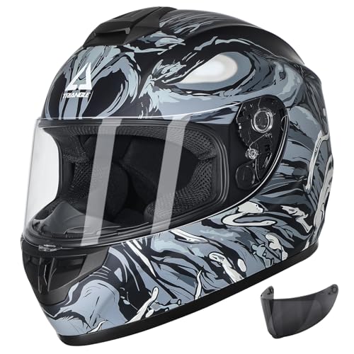 Triangle Full Face Motorcycle Helmet Gray L DOT Approved
