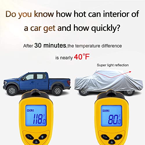 Image of SEAZEN Car Cover 6 Layers, Waterproof Truck Car Cover, Snowproof /UV Protection /Windproof, Universal Car Covers Breathable Fabric with Cotton (240 inch to 250 inch)