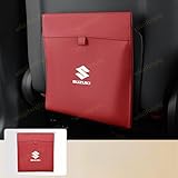 スズキ 車用 ゴミ箱 車載ゴミ袋 スイフト ジムニー MRワゴン アルト イグニス ワゴンR 全シリーズ対応 車用収納ケース PUレザー フック型ゴミ箱 磁気付き スリム おしゃれ車用ゴミ入れ 小物入れ 後部座席収納 防水 倒れない 省スペース カー用品 1点セット (レッド) [並行輸入品]