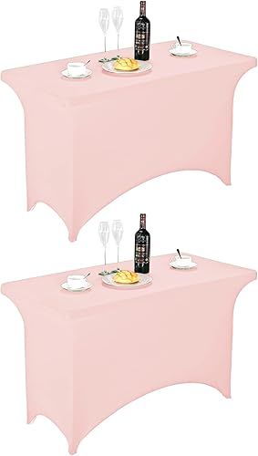 Miniatura 238 de FORLIFE Paquete de 6 manteles de elastano, de ajuste universal para mesas rectangulares de 6 pies, para patios, bodas, banquetes, fiestas