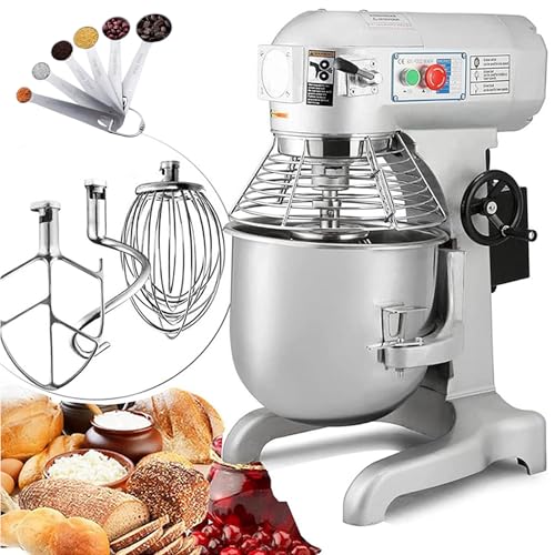 INTSUPERMAI Commercial Dough Mixer 15L Dough Kneading Machine Countertop Flour Mixer Food Stand Mixer Electric Mixer Heavy Duty Kitchen Mixer 3 Speed with 6 Stainless Steel Measuring Spoons,110V
