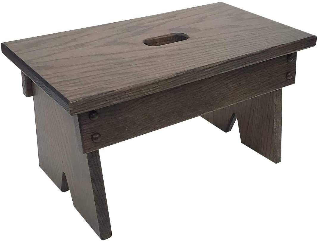 Step Stool Solid Oak, Handmade Amish Footstool for Kitchen, Bedroom, Living Room, or Bathroom … (Antique Slate)