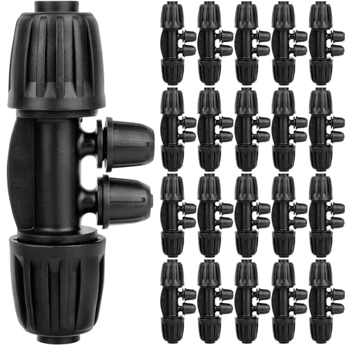 1/2 to 1/4 Drip Irrigation Fittings,20Pcs 4-Ways Barbed Tee 1/2 inch Drip Irrigation Tubing (1/2' ID...