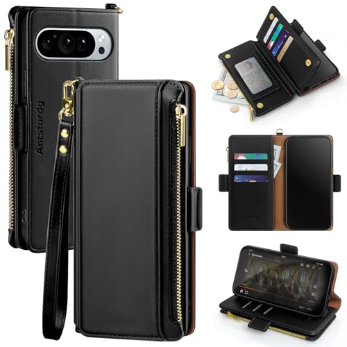 Étui Google Pixel 10 Pro avec porte-cartes et protection RFID en cuir