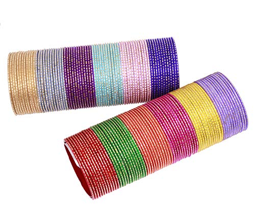Sukh Collection Jewellery Indian Exclusive Plain Bangles for Wedding & Party Wear Optional Colours for Women & Bridal Bollywood Style 144 Pcs Bangle Bracelets Box4