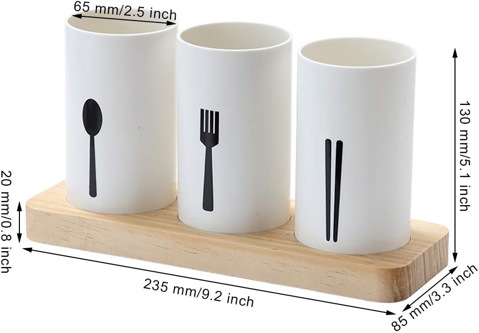 MyLifeUNIT Kitchen Utensil Caddy, Flatware Organizer with Wood Base