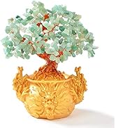 KALIFANO Natural Aventurine (225 Gemstone Count) Chakra Crystal Tree with Dragon Base- Bonsai Fen...