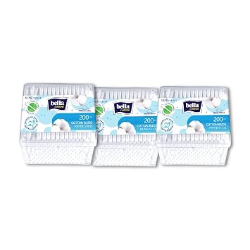 Bella Cotton Buds/Swabs - 200Pcs | Pack of 3 | 100% Cotton | Bio & Nature Friendly | Soft & Gentle