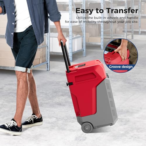 Image of ALORAIR 170 PPD Commercial Dehumidifier, LGR Industrial Use, with Pump & Drain Hose, Portable Dehumidifier with Wheels for Basements, Garages, Storm 80X (Red)