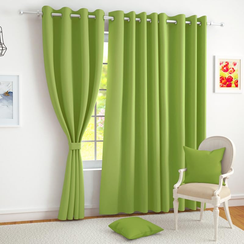 Story@Home Customisable Blackout Curtains 4 to 9 Feet Long Room Darkening, Noise Reducing, Window,Door, Long Door Curtain Plain,Forest Green, 100% Opacity