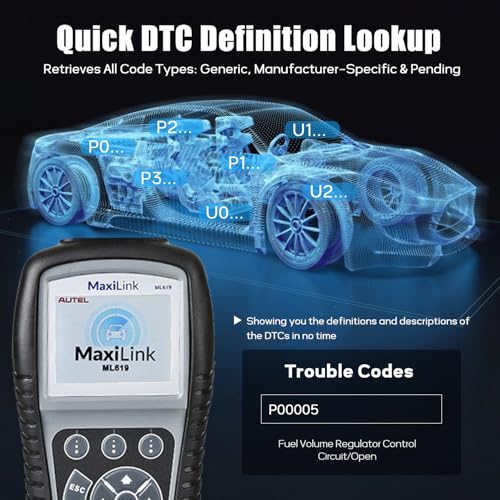 Autel MaxiLink ML619 OBD II Scanner - Same as AL619, ABS & SRS Diagnostic Tool for 1996+ Vehicles, Up of AL519 ML519, Code Reader with Live Data & Troubleshooting Tips - Image 6