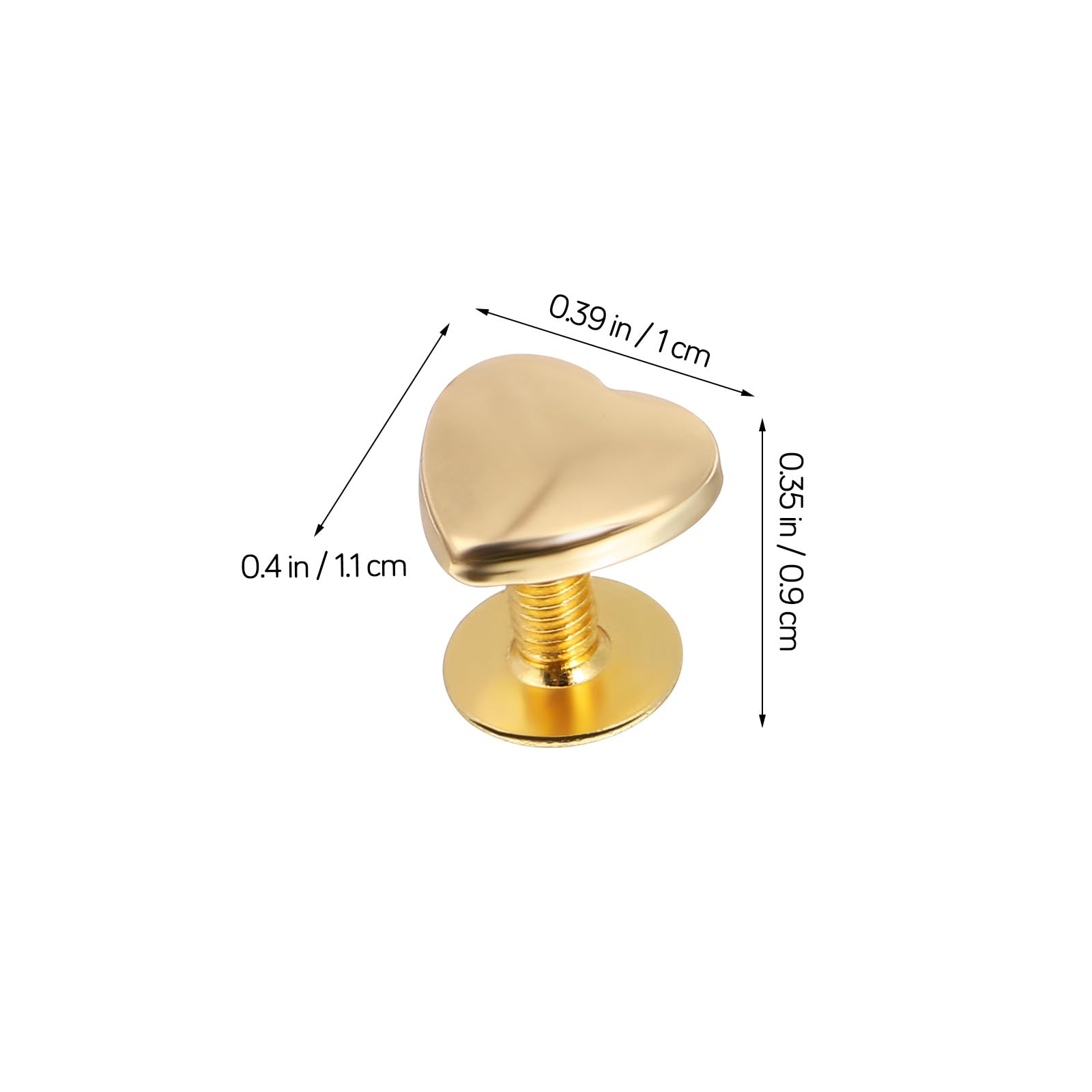 20 Borchie A Vite A Forma Di Cuore Milisti – Rivetti Decorativi Oro Per Pelle, Cinture, Borse E Vestiti – Accessori Fai Da Te Per Artigianato