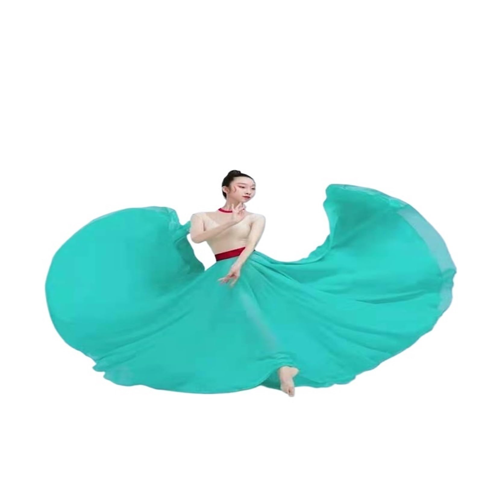 Falda Larga para Danza del Vientre, Disfraz de Danza clásica, Elegante Falda de Gasa para práctica de Danza del Vientre, 720 Grados, con Vuelo, para Ballet Moderno (Blanco, 540 x 8