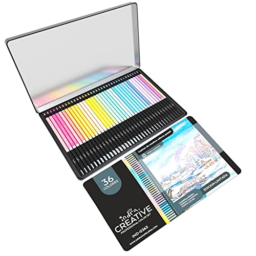Indra 36 Macaron Colored Pencils Pastel Colored Pencils, Professional Oil Colored Pencils for Drawing and Sketching, Gift Tin Box for Adults Kids Beginners