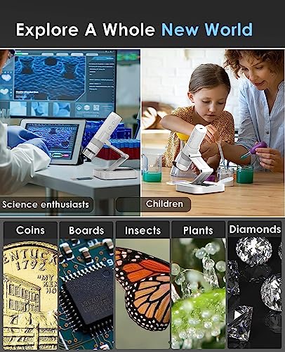 Image of ETZIN Wireless Digital Microscope [Easy and Fun] 50X-1000X 1080P HD WiFi Portable Handheld USB Trichome Mini Coin Microscope Camera Magnifier with Stand for iPhone iPad Android Phone & PC-‎EPL-992IM