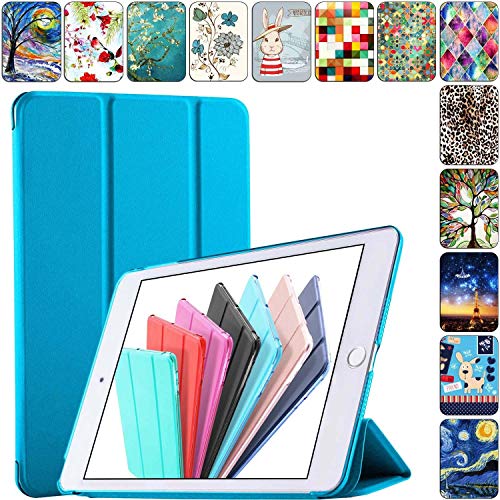 Image of DuraSafe Cases iPad PRO 9.7 Inch 2016 [ PRO 9.7 2016 ] A1673 A1674 A1675 MLMP2HN /A MM172HN /A MLMN2HN /A MLMW2HN /A Trifold Hard Smart PC Translucent Back Cover - Blue