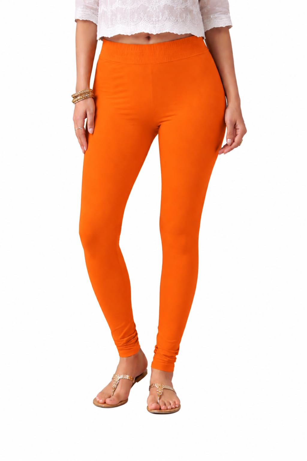 Women's 100% Cotton Leggings | High Waist Stretch Churidar Leggings | Soft Breathable Full Length Ethnic & Casual Wear-picture-31