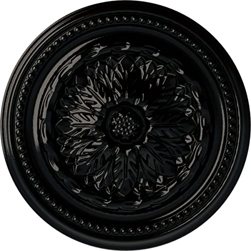 Image of Ekena Millwork CM15CHBPS 15-3 /4 inch x 1-7 /8 inch Chester Ceiling Medallion, Black Pearl