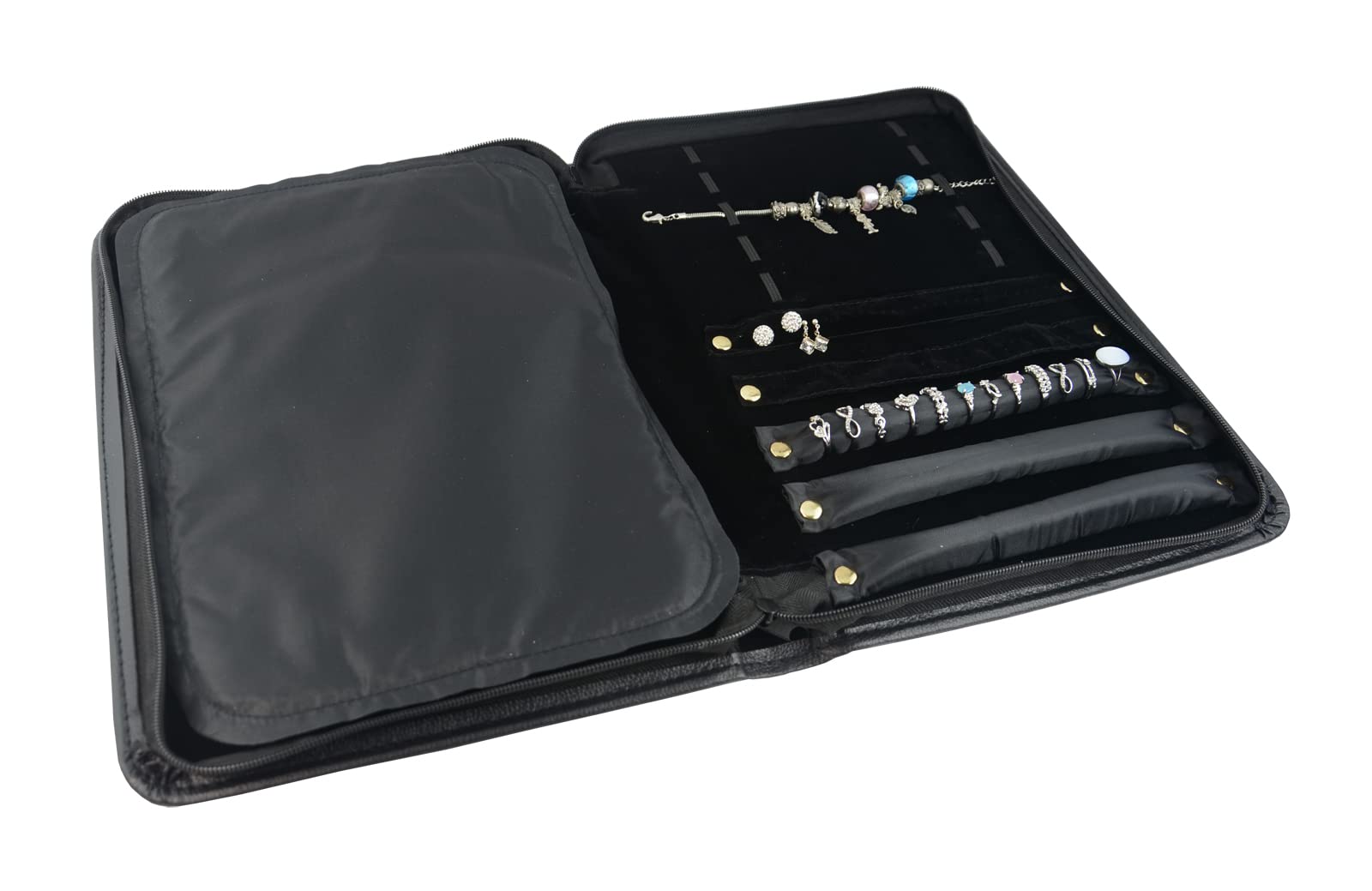 Box Displays - Organizer da viaggio in similpelle nera, Porta Bracciali, per collane, anelli, orecchini, cartella per il trasporto