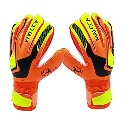 Seasaleshop Kinder Torwarthandschuhe Fußball-Handschuhe Tormannhandschuhe Fingersave Torwart Handschuhe Blau und Rot Cover
