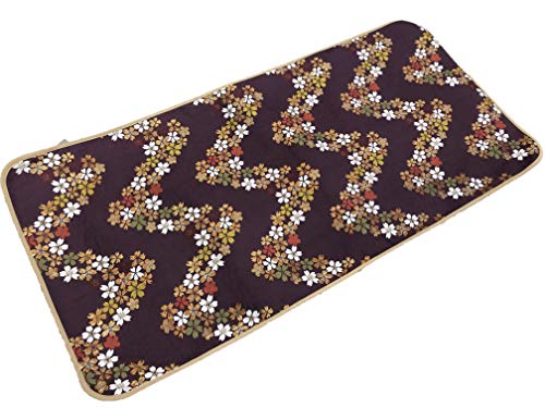 お仏間マット 京仏壇いせむら 仏壇マット105×50cm (他寸法・柄ございます) 難燃マット 防炎マット お仏壇前の敷物 防火 (流れ桜紫フチB, 105×50cm)