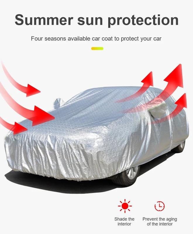 Image of PROTEGO All Weather Protection Car Cover for Maruti Kizashi | Anti Dust, 100% Waterproof, Durable Cover - Triple Stitched Elastic Grip with Mirror Pocket |(Metallic Silver with Red Piping)