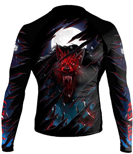 Raven Fightwear The Lycan Black Rash Guard Men's Compression Tight Base Layer No-Gi MMA BJJ Grappling Wrestling Training Fitness Workout