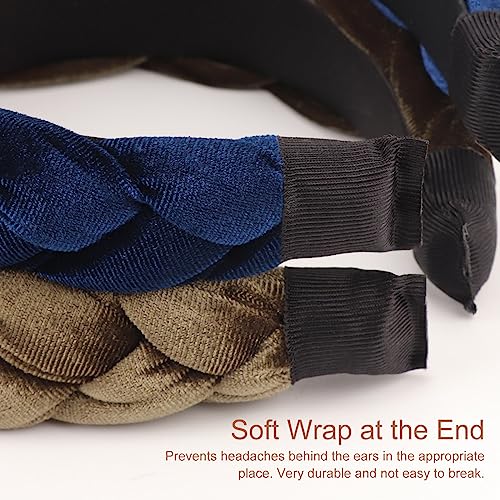 Image of DRESHOW Braided Headbands for Women Velvet Hair Hoop Elastic Criss Cross Hair Bands Accessories