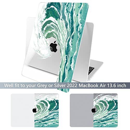 Batianda for New MacBook Air 13.6 inch Case with M4 M3 M2 Chip 2025 2024 2022 Release Model A3240/A2681/A3113 Designed Protective Plastic Hardshell & Keyboard Cover & Screen Protector, Waves - Thumbnail 3