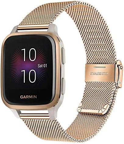 TRUMiRR Replacement Strap for Garmin Vivoactive 3/3 Music Strap, 20mm Mesh Woven Stainless Steel Watch Strap, Sport Replacement Band for Garmin Vivoactive 3/3 Music/Forerunner 245/645 Music/Forerunner