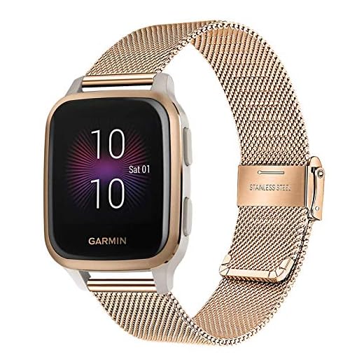TRUMiRR Band kompatibla med Garmin Venu/Venu Sq/Sq musikklockrem, nätvävt rostfritt stål metallklockarmband snabbfrigörande rem armband för Garmin Venu/Venu Sq/Sq musik kvinnor män