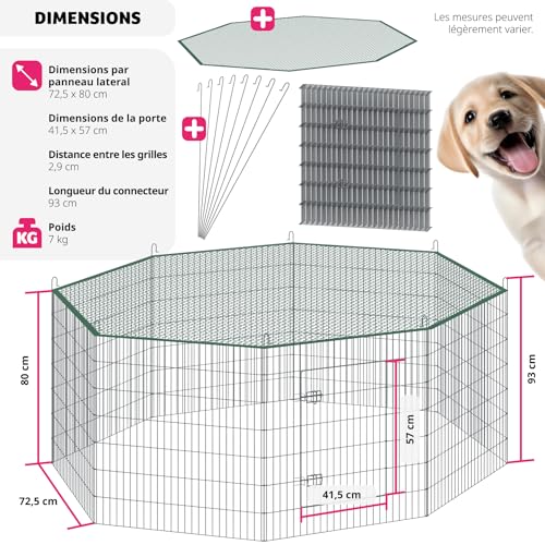 Clôture extensible pour chiens tectake pour stopper les fuites et sécuriser
