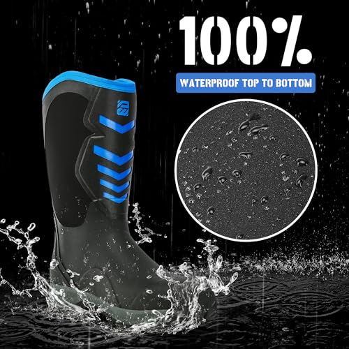 WOVENPAK Rubber Boots for Men, Mens Boots Waterproof Insulated Hunting Boots with Steel Shank, Neoprene Rubber Work Mud Boots Outdoor All Season, Size 6-132