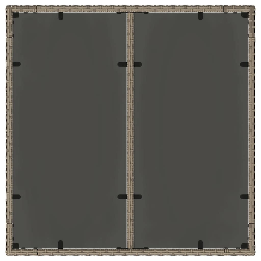 Generisch Gartentisch mit Glasplatte Grau 90x90x75 cm Poly Rattan,Möbel,Gartenmöbel,Gartentische-365526
