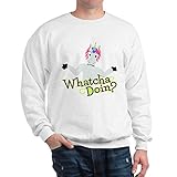 CafePress Sweatshirt Emoji Einhorn Whatcha Doin Gr. X-Large, weiß
