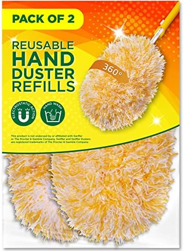 Millifiber Microfiber Reusable Refills for Swiffer Hand Duster, 360 Degree Dry Duster Heavy Duty Refills, 2-Pack (Handle is Not Included) Air Dry Only