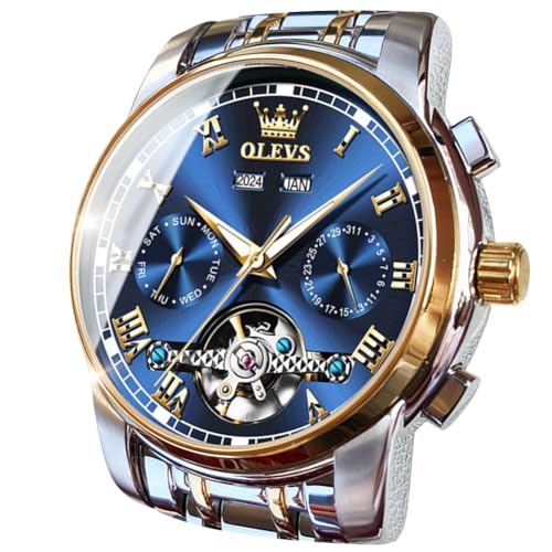 Image of OLEVS Automatic Watch for Men Self Winding Mechanical Luxury Business Stainless Steel Multi Calendar Waterproof Luminous Wrist Watches