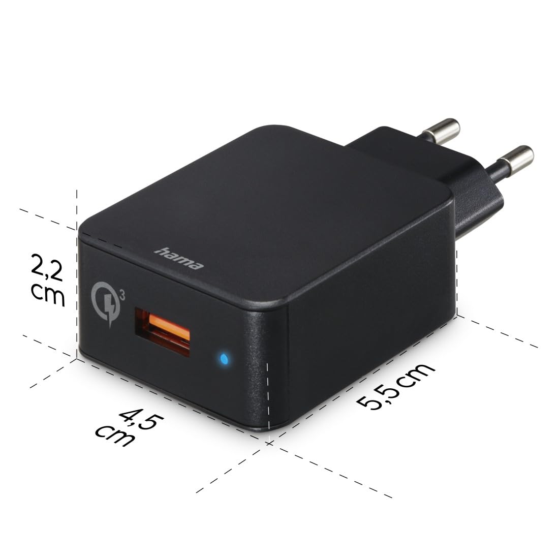 Hama ładowarka sieciowa Quick Charge USB A 19,5W (szybka, do ładowania telefonu, kostka, uniwersalna, charging adapter) czarna