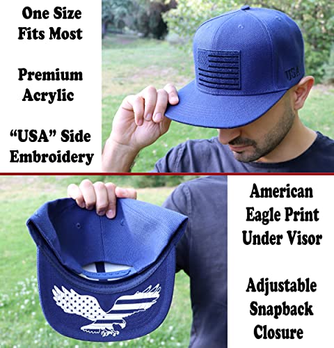 Image of Antourage American Flag Unisex Baseball Hat for Men and Women | USA Flag Mesh Snapback Flat Visor Cap + 2 Patriotic Patches