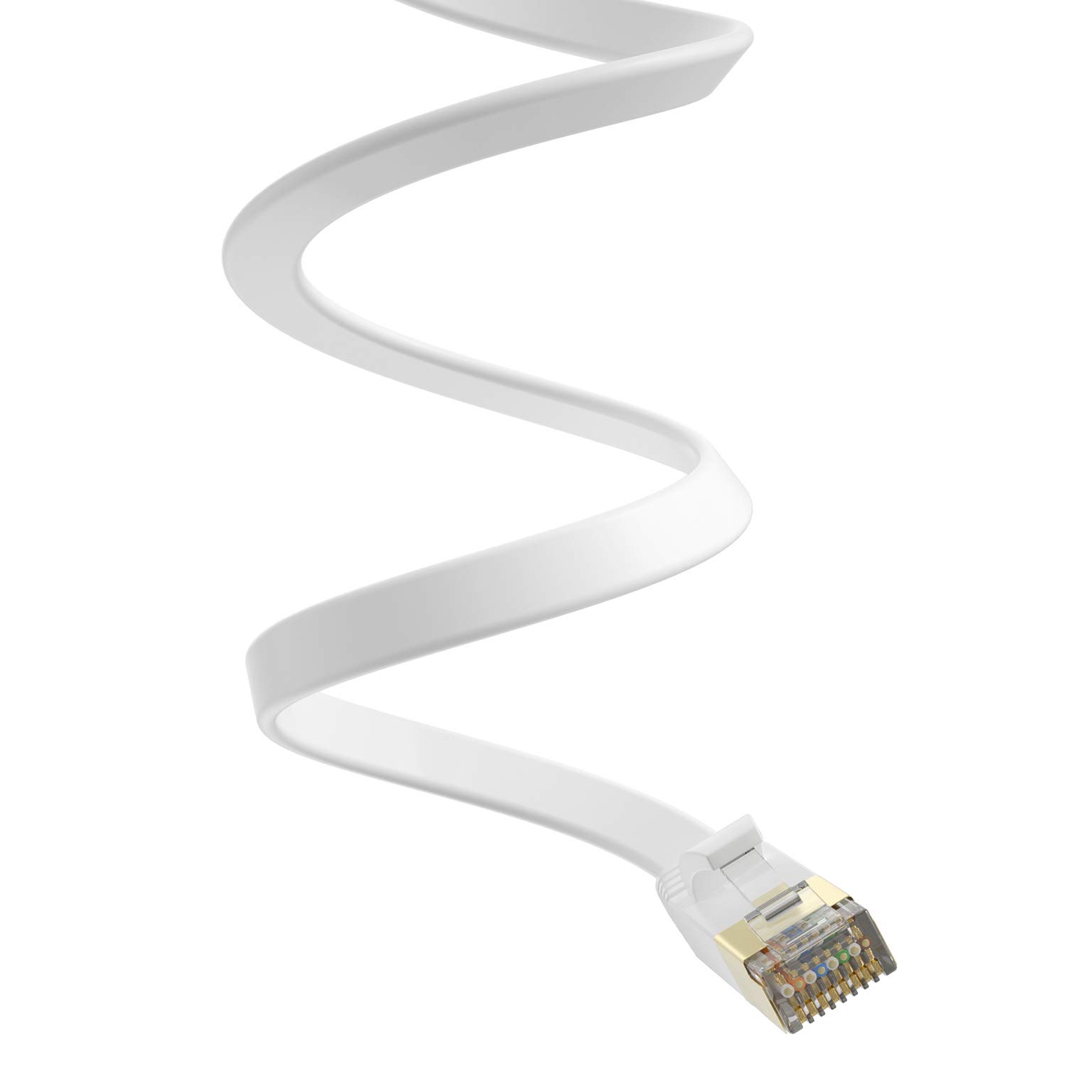MutecPower 5m 10 Pack Cables de red Ethernet ULTRA PLANO CAT 7 con enchufes RJ45 Cable Delgado Patch LAN Latiguillo - Cables de 5 metros rojo/amarillo/azul/negro/blanco con bridas y clips