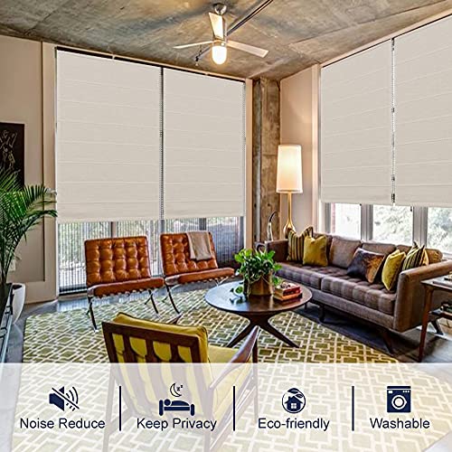 Sunbox Cordless Roman Shades Window Blinds, Room Darkening Fabric Roman Shades For Windows, Doors, French Doors, Kitchen Windows, Beige #TOP5