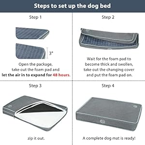 Empsign crate dog bed  pad for dog crate reversible pet crate mat with removable washable cover kennel pads for dog cages suitable for s to xxl dogs  stone gray   cucciolini doodles